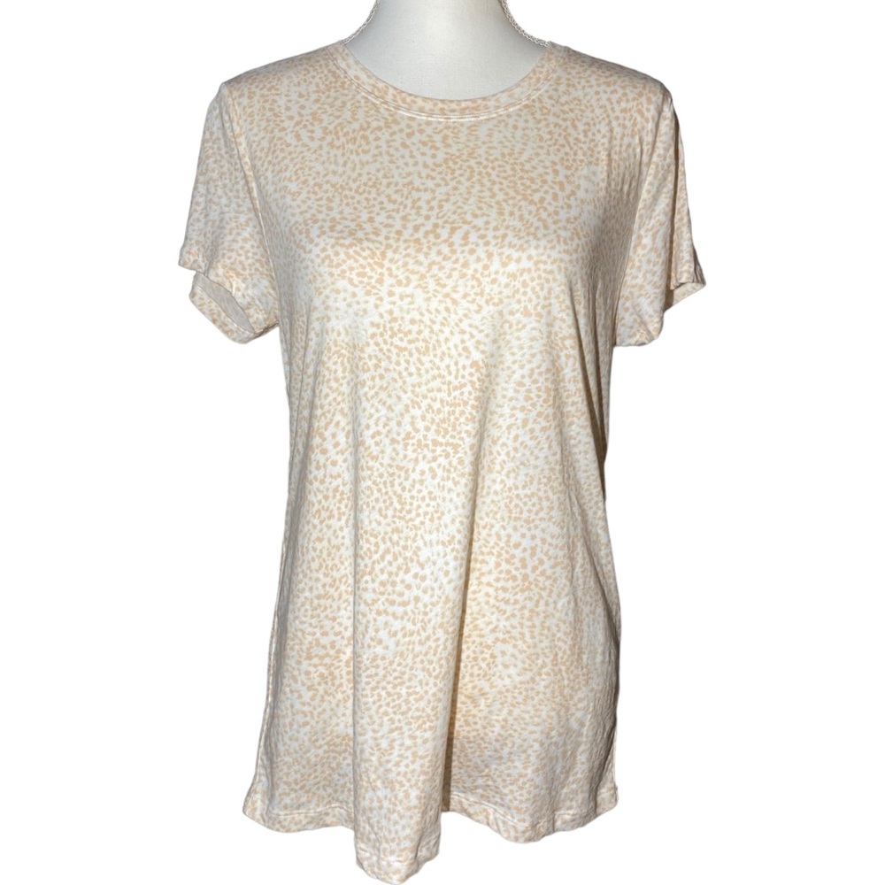 Athleta Women's Medium TALL Organic Daily Printed Tee Cheetah Leopard Print